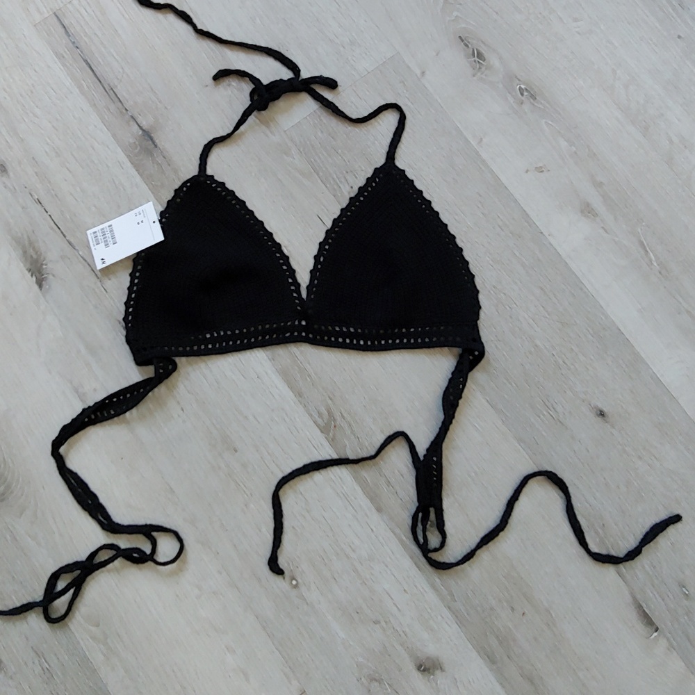 NWT H&M black crochet boho bralette